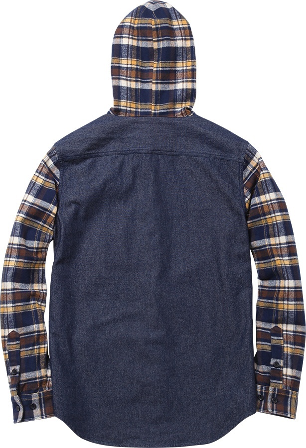 Hooded Plaid Denim Shirt view 3